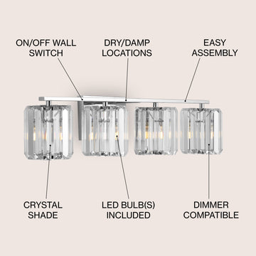 Coco Prism Vintage Metal/Glass Classic Glam LED Vanity Light